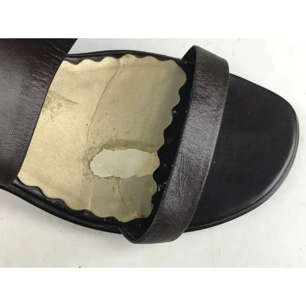 Liz Claiborne Tricia Womens Brown Slip On Leather Wedge Slide Sandal Size‎ 8M